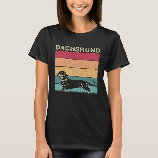 Distressed Dachshund Dog  Boys Girls Retro Style D T-shirt (Voorkant)