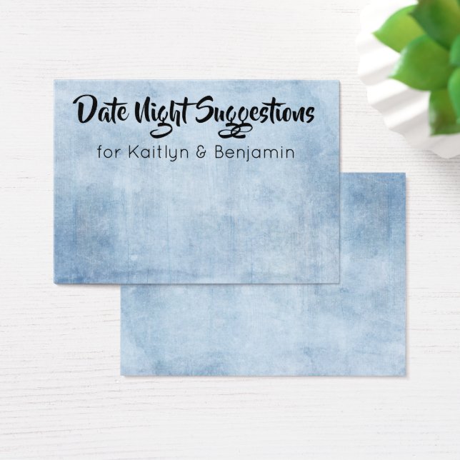 Distressed Date Night Suggesties Pas getrouwd Kaar Visitekaartjes (Bureau)