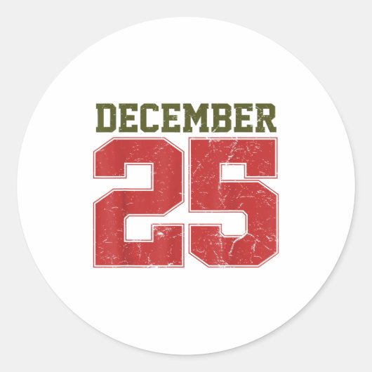 Distressed December 25  Ronde Sticker (Voorkant)