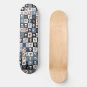 Distressed Denim Patchwork Skulls Floral Persoonlijk Skateboard (Voorkant)