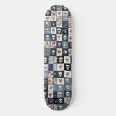 Distressed Denim Patchwork Skulls Floral Persoonlijk Skateboard (Voorkant)