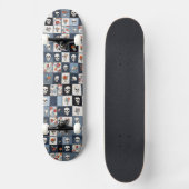 Distressed Denim Patchwork Skulls Floral Persoonlijk Skateboard (Voorkant)