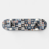 Distressed Denim Patchwork Skulls Floral Persoonlijk Skateboard (Horizontaal)