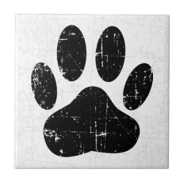 Distressed Dog Pawprint Canine Paw Tegeltje