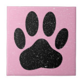 Distressed Dog Pawprint Square Pink Tegeltje (Voorkant)