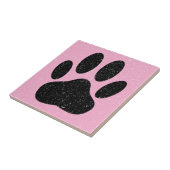 Distressed Dog Pawprint Square Pink Tegeltje (Zijkant)