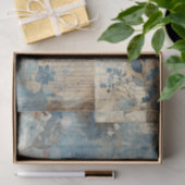 Distressed Ephemera Collage in Blue and Beige Tissuepapier (Geschenk)