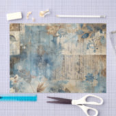 Distressed Ephemera Collage in Blue and Beige Tissuepapier (Craft)