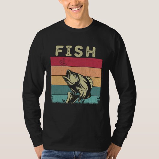 Distressed Fish  Boys Girls Retro Style Fish T-shirt (Voorkant)