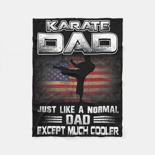 Distressed Flag Karate Dad Vaderdag Gift Shirt Fleece Deken (Voorkant)