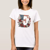 Distressed Flag Letter E Floral Wreath T-shirt (Voorkant)
