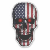 Distressed Flag Skull Red Eye Vinyl Decal Sticker (Voorkant)