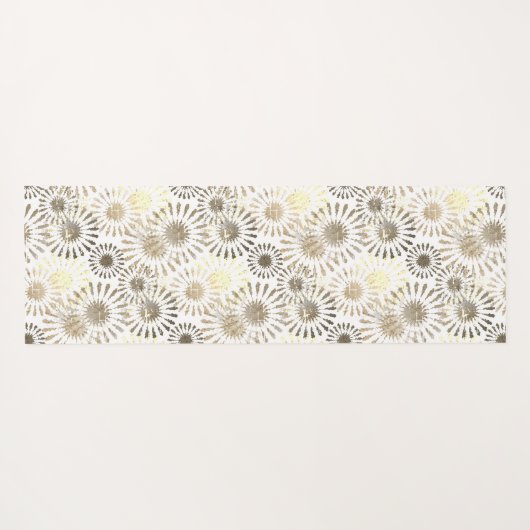 Distressed Floral Burst Beige Abstracte kunst Yogamat (Achterkant (horizontaal))