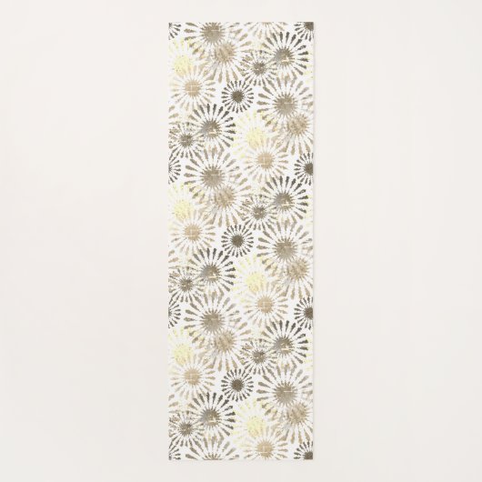 Distressed Floral Burst Beige Abstracte kunst Yogamat (Achterkant)