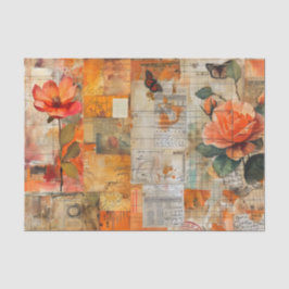 Distressed Floral Ephemera Collage in Fall Colors Tissuepapier