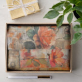 Distressed Floral Ephemera Collage in Fall Colors Tissuepapier (Geschenk)