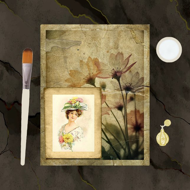 Distressed Flowers Scrapbook Paper (Creator heeft geüpload)