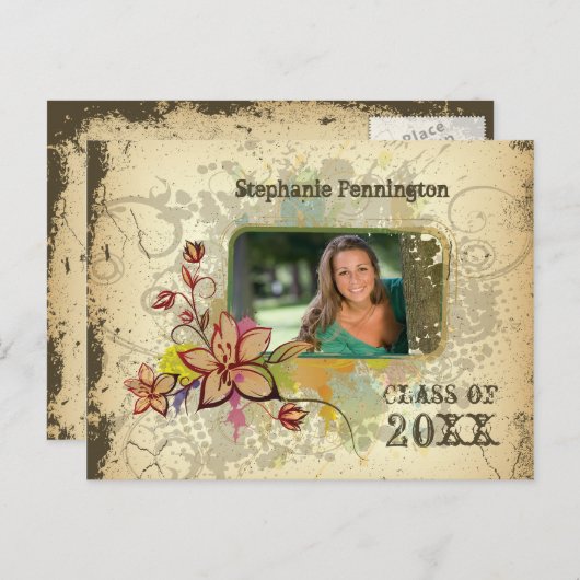 Distressed foto afstudeerfeest aankondiging (Voorkant / Achterkant)