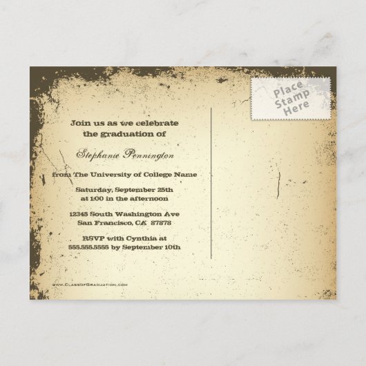 Distressed foto afstudeerfeest aankondiging (Achterkant)