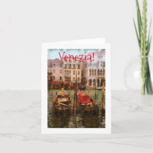 "DISTRESSED" FOTO GONDOLAS/VENETIAN BLDGS/CANAL KAART