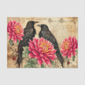 Distressed  geïnspireerde roze bloemen en raven tissuepapier (Voorkant)
