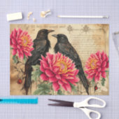 Distressed  geïnspireerde roze bloemen en raven tissuepapier (Craft)