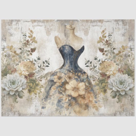 Distressed Girly Ephemera Floral Collage Scrapbook Tissuepapier (Voorkant)