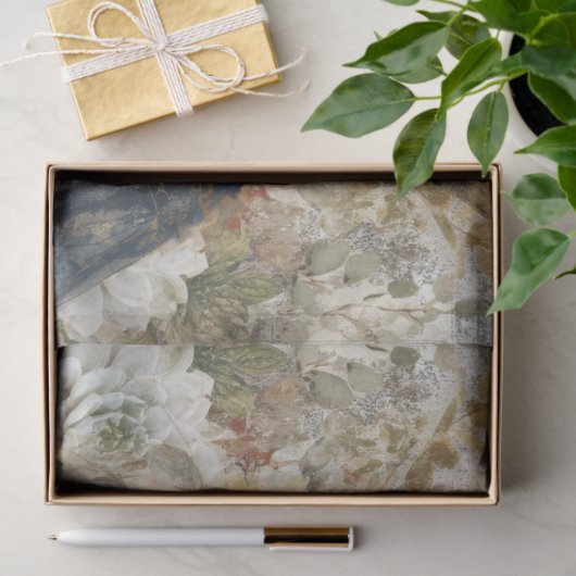 Distressed Girly Ephemera Floral Mode Scrapbook Tissuepapier (Geschenk)