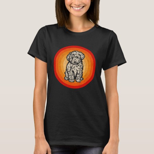 Distressed Goldendoodle Dog  Retro Style T-shirt (Voorkant)