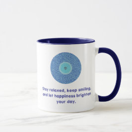 Distressed Good Vibes Blue Evil Eye Heart Pattern Mok