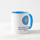 Distressed Good Vibes Blue Evil Eye Heart Pattern Mok (Voorkant rechts)