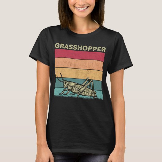 Distressed Grasshopper Lover Boys Girls Retro Gras T-shirt (Voorkant)