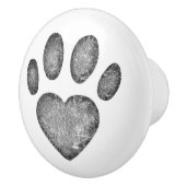 Distressed Gray Heart Pawprint Ceramic Knob Keramische Knop (Rechts)