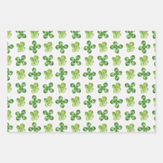 Distressed Green / White Shamrock Clovers set van Inpakpapier Vel (Voorkant 3)
