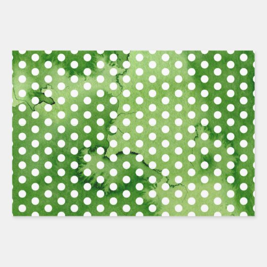 Distressed Green / White Shamrock Clovers set van Inpakpapier Vel (Voorkant)