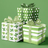 Distressed Green / White Shamrock Clovers set van Inpakpapier Vel