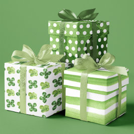 Distressed Green / White Shamrock Clovers set van  Inpakpapier Vel