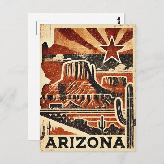 Distressed Grunge Arizona Briefkaart (Voorkant / Achterkant)
