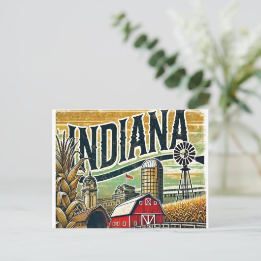 Distressed Grunge Indiana Briefkaart (Staand voorkant)