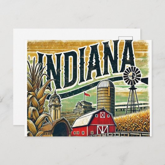 Distressed Grunge Indiana Briefkaart (Voorkant / Achterkant)