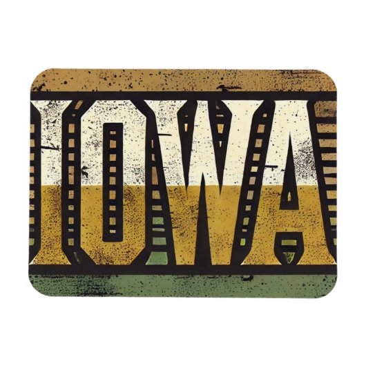 Distressed Grunge Iowa Magneet (Horizontaal)