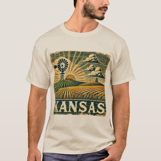 Distressed Grunge Kansas T-shirt (Voorkant)