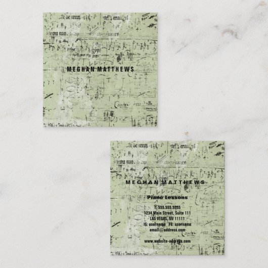 Distressed Grunge Music Vierkante Visitekaartje (Voorkant / Achterkant)