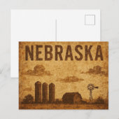 Distressed Grunge Nebraska Briefkaart (Voorkant / Achterkant)