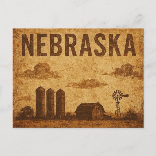 Distressed Grunge Nebraska Briefkaart (Voorkant)