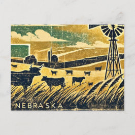 Distressed Grunge Nebraska Briefkaart