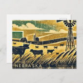 Distressed Grunge Nebraska Briefkaart (Voorkant / Achterkant)