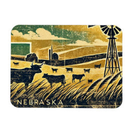 Distressed Grunge Nebraska Magneet
