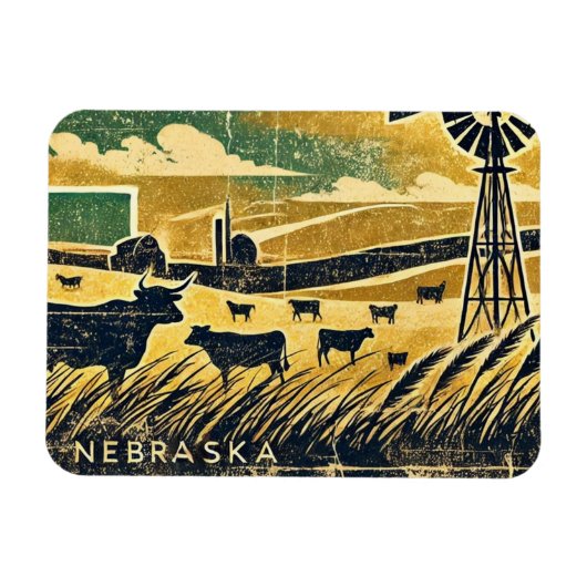 Distressed Grunge Nebraska Magneet (Horizontaal)
