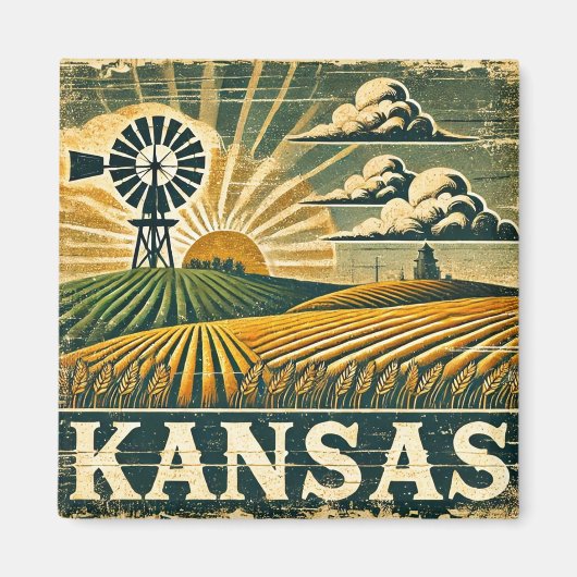 Distressed Grunge Nebraska Magneet (Voorkant)